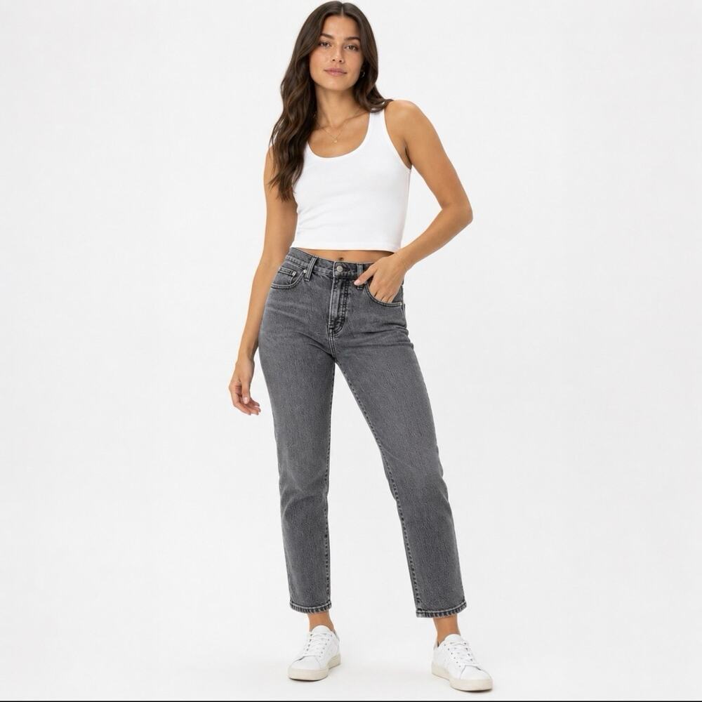 Madewell The Stilt Cigarette Leg Jeans Gray Women's Size 26P High Rise Stretch